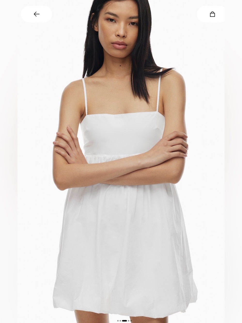 Aritzia Sunday Best Elio Poplin Dress M White Bubble Hem Cotton Mini Sorority